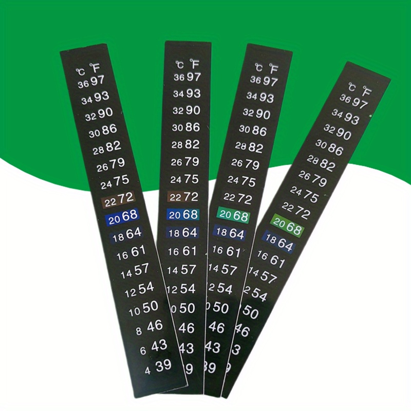 4pcs Adhesive Aquarium & Reptile Tank Thermometers, Dual Scale Celsius & Fahrenheit, Easy Read Temperature Strips For Terrarium