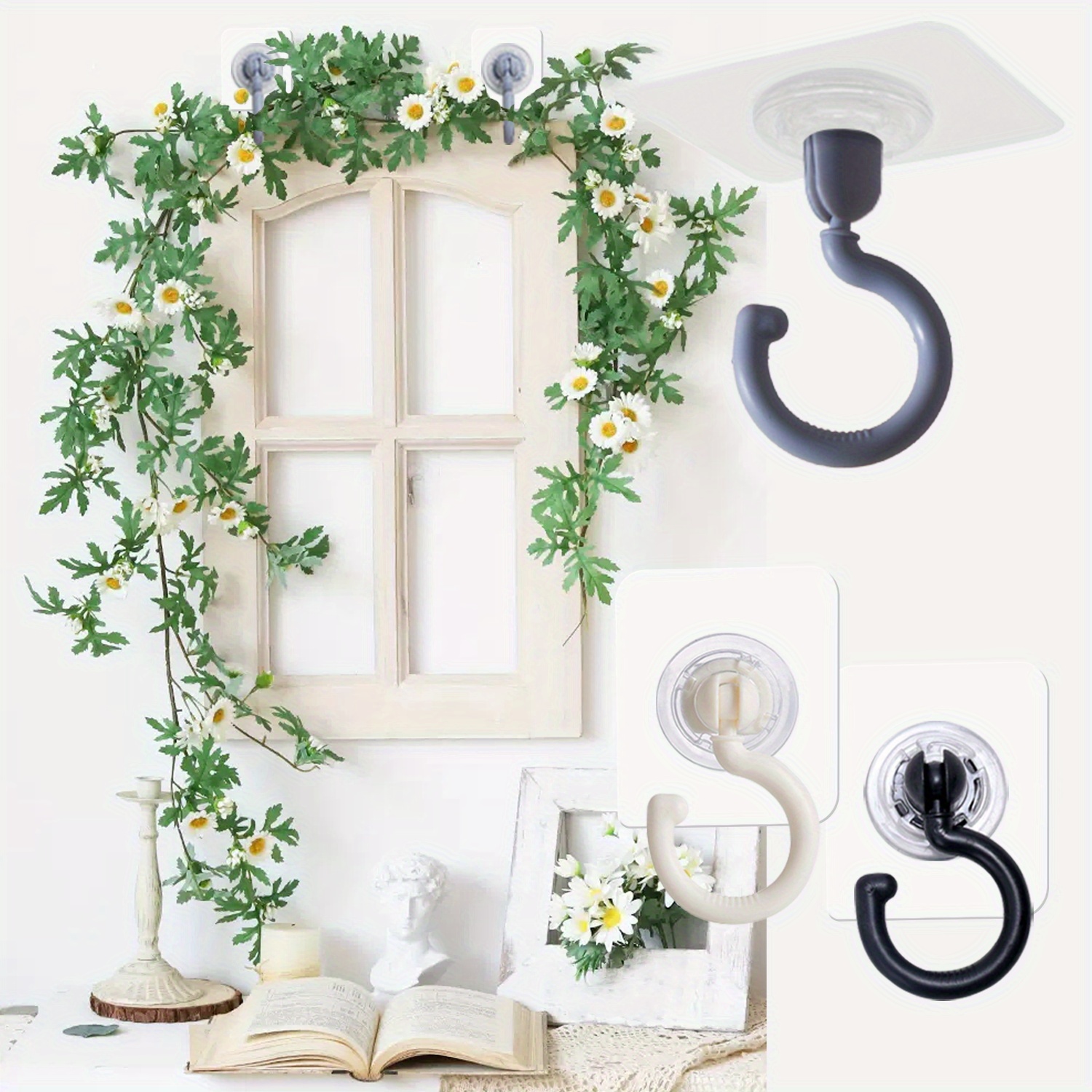 5pcs/set Party Decoration Hook Adhesive Ceiling Hooks, Rotatable Hook No  Drill Ceiling Hanging Hook For Hanging Plants Lanterns, Utility Ceiling  Hooks