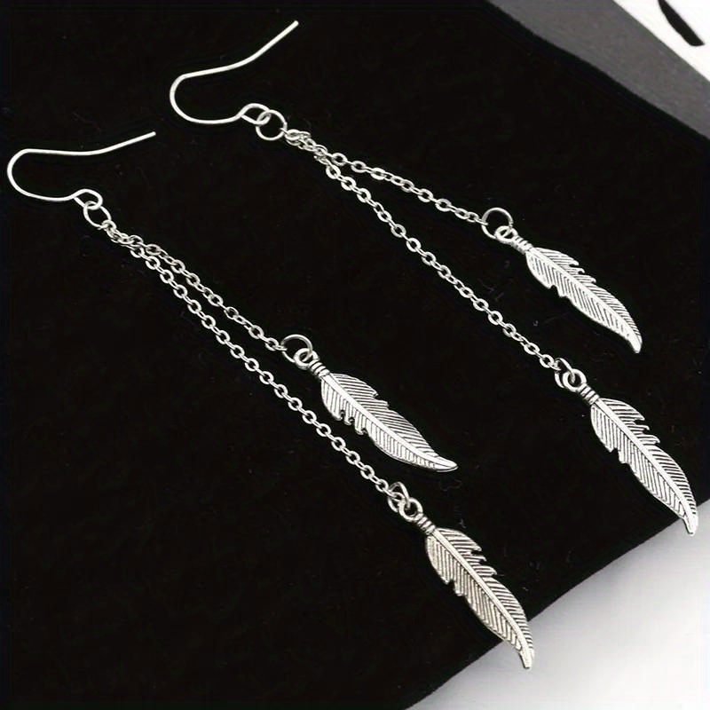 

Vintage Dangle Earrings Trendy Long Feather Tassel Design Match Daily Outfits Evening Party Decor Dupes Luxury Jewelry