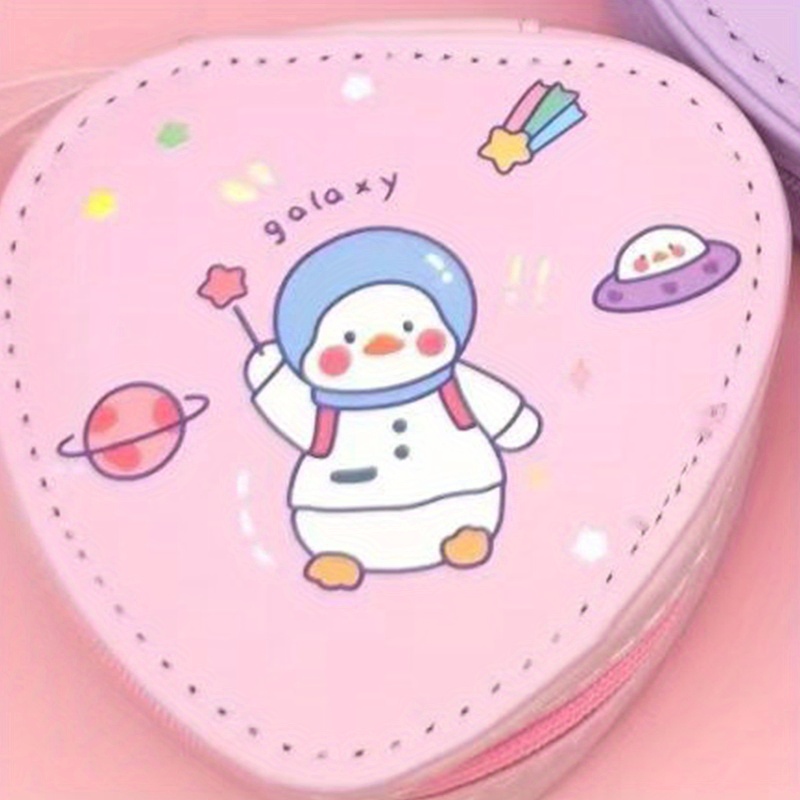 heart shaped coin purse kawaii cartoon pattern lipstick key