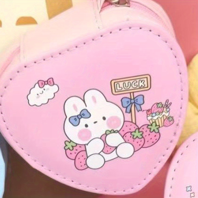 Heart shaped coin purse kawaii cartoon pattern lipstick key temu canada
