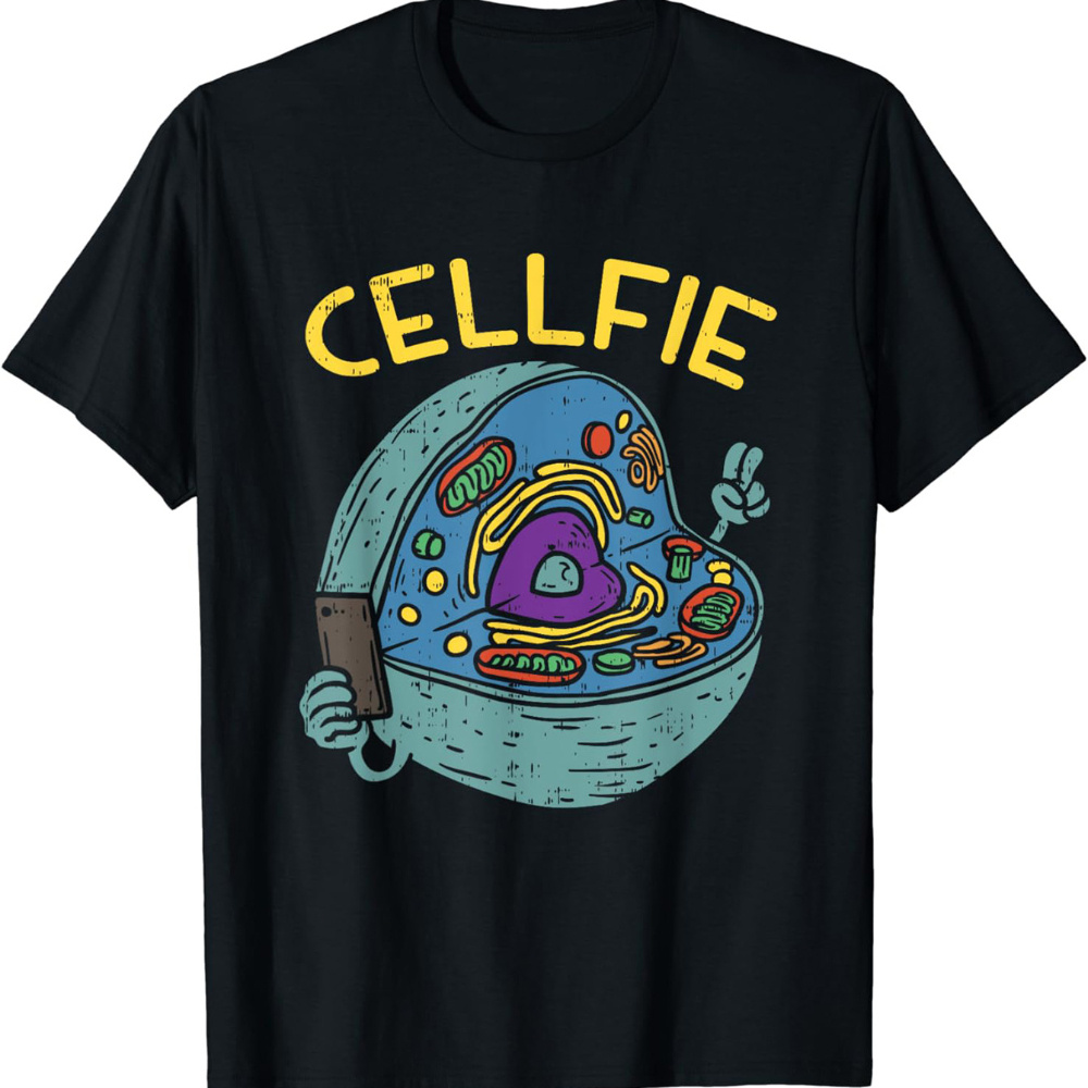 

Cell Fie Funny Science Biology Print Men's Crew Neck Fashionable Short Sleeve Sports T-shirt, Comfortable And Versatile, For Summer And Spring, Athletic Style, Comfort Fit T-shirt, As Gifts
