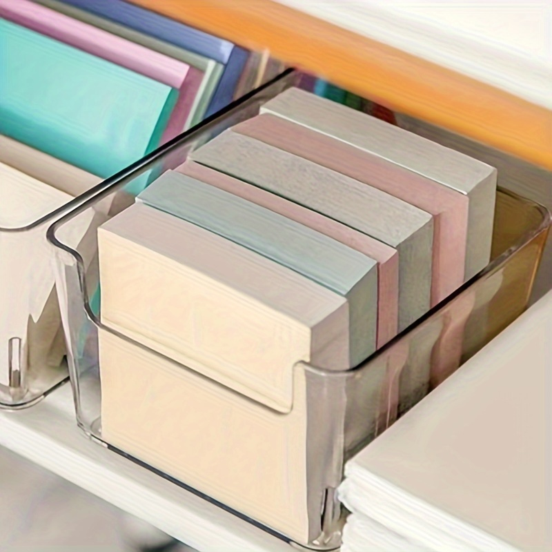 Clear Small Sticky Note Storage Box Plastic Storage Box For - Temu