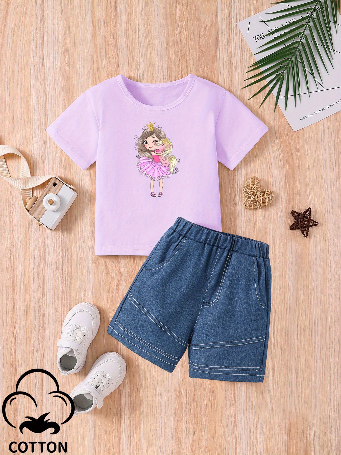 Girls Ruffle Trim Cute Cartoon Unicorn Graphic T shirt Top - Temu