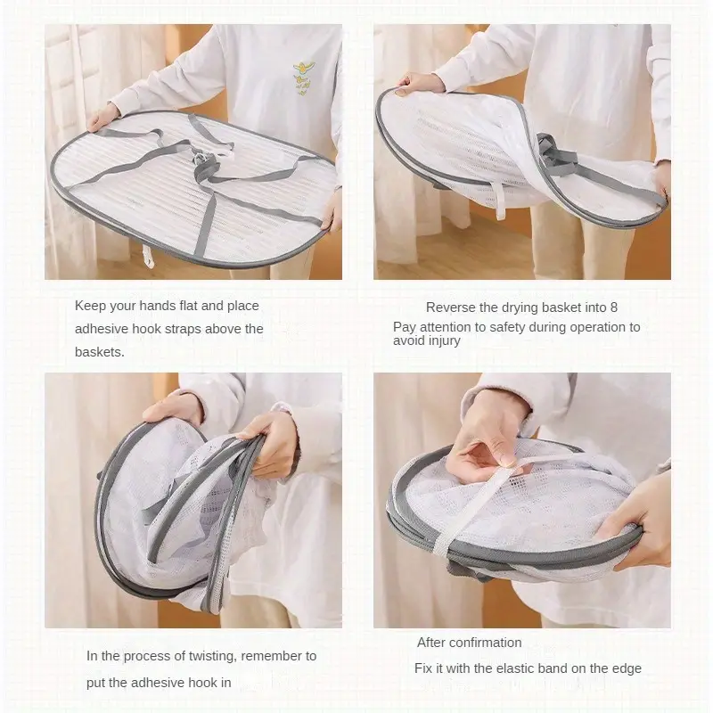1pc 1 2 3 tier folding hanging drying rack air dry mesh basket with zipper windproof drying rack non toxic polyester fiber for fish shrimp vegetables herbs fruit etc details 9