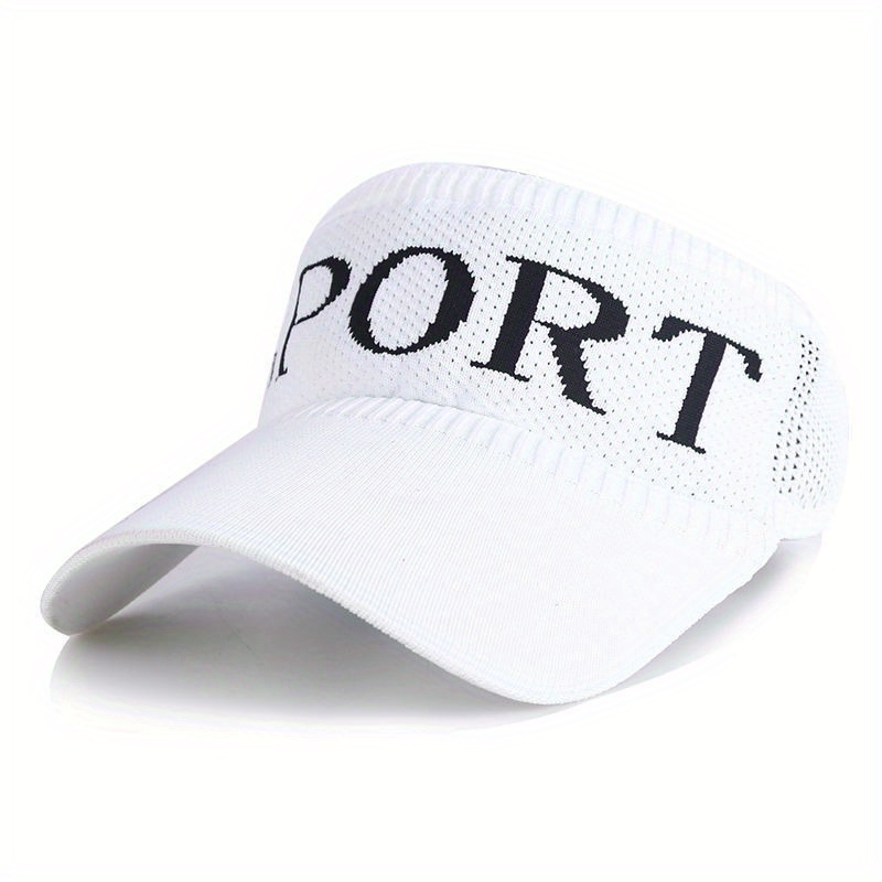

Letter Graphic Sporty Visor Hat, Empty Top Summer Breathable Uv Protection Golf Tennis Sun Hat