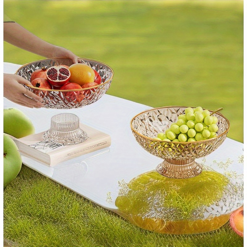 

1pc, Charming Golden Framed Fruit Tray, High Footed Drain Tray, Dry Fruit Tray, Snack Nut Display Tray, For Home Restaurant Hotel Wedding Party, Party Supplies, Table Decors, Room Decors