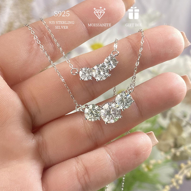 hypoallergenic 925 sterling silver 2 4ct moissanite   necklace womens luxury clavicle chain suitable for valentines day birthday gift with moissanite certificate and exquisite gift box details 3