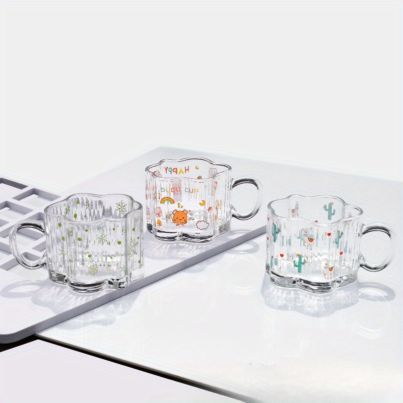 Lindas tazas de café de Navidad 3D con asa, taza de café de cristal para  café, taza de té, taza de leche, cristalería para bebidas y jugo de agua