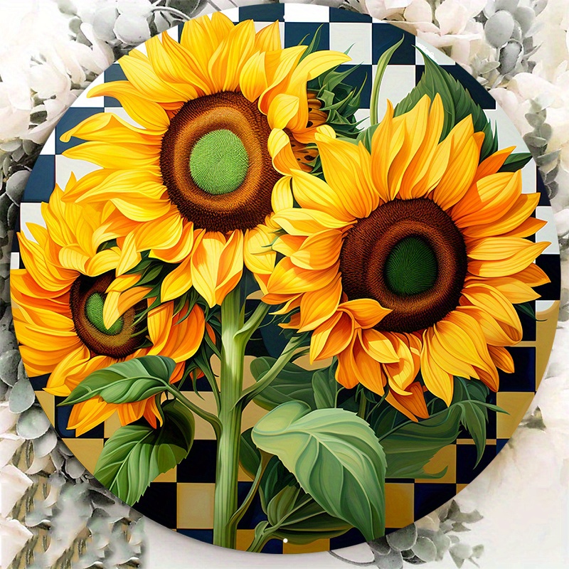 

1pc 8x8inch Aluminum Metal Sign Sunflower Home Decor, Fall Wreath Attachment, Sunflower Fall Sign