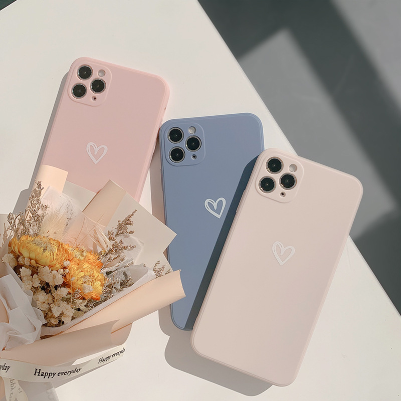 

Simple Refreshing Love Matte Silicone Phone Case For Iphone15/14/13/12/11/xsmax/xs/xr Series