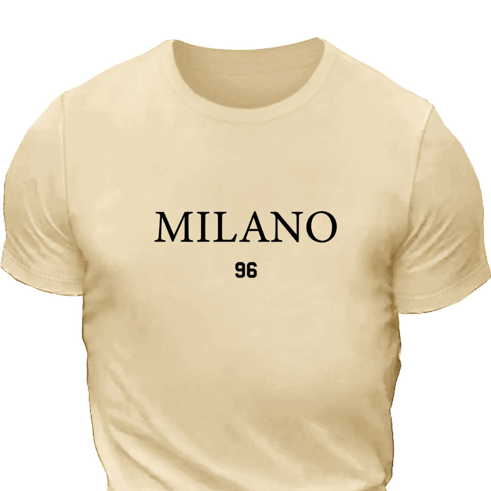 

Milano Print Men's Round Neck Short Sleeve Tee Fashion Regular Fit T-shirt Top For Spring Summer Holiday