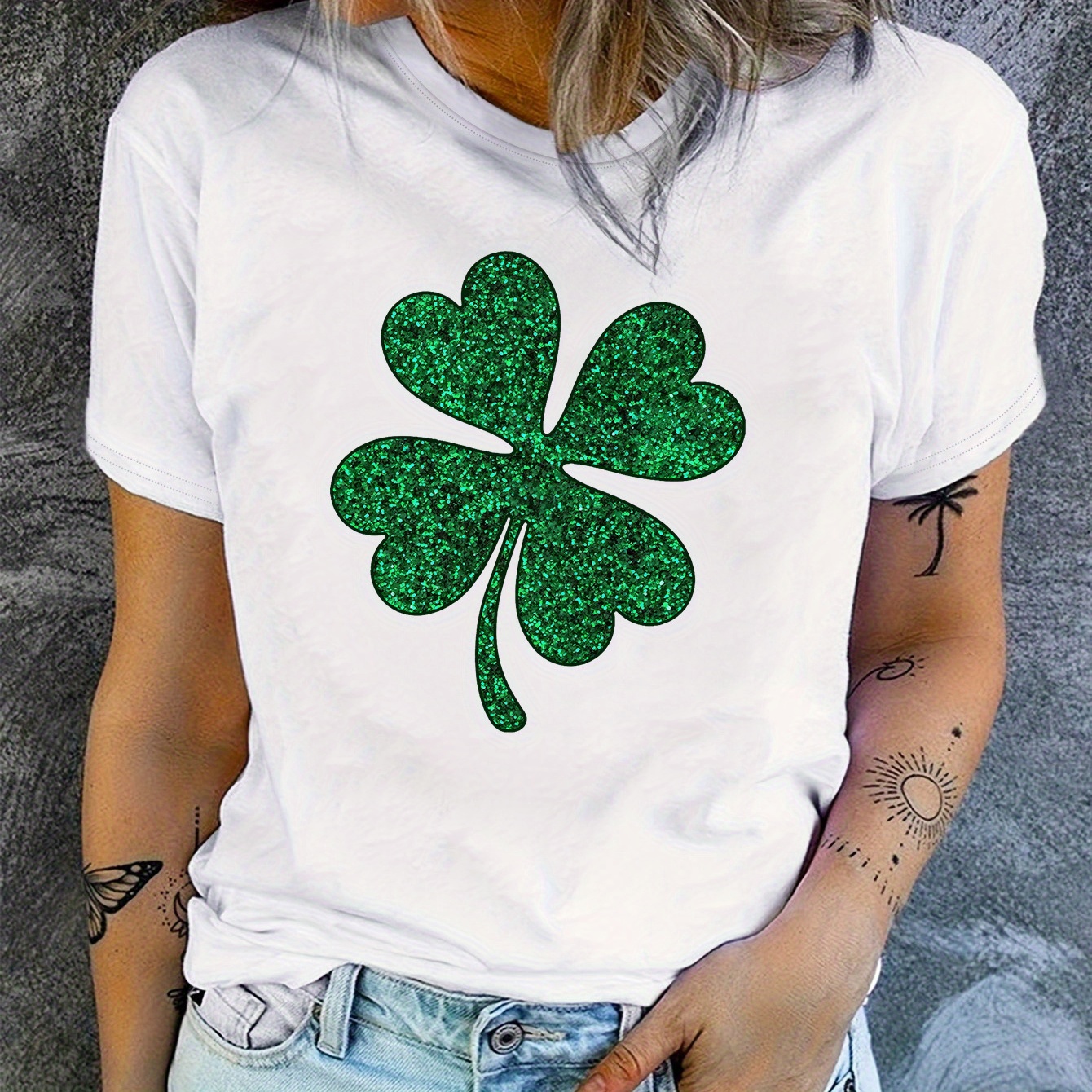 

St. Patrick's Day Print T-shirt, Short Sleeve Crew Neck Casual Top For Summer & Spring, Women's Clothing