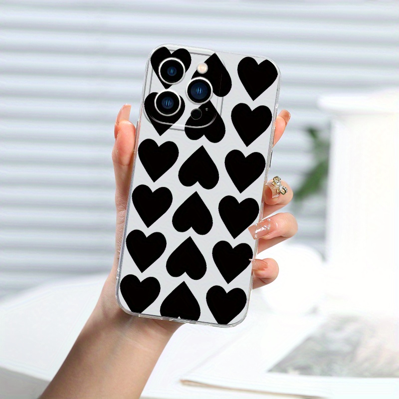 black heart graphic printed protective phone case 15 - Temu Canada