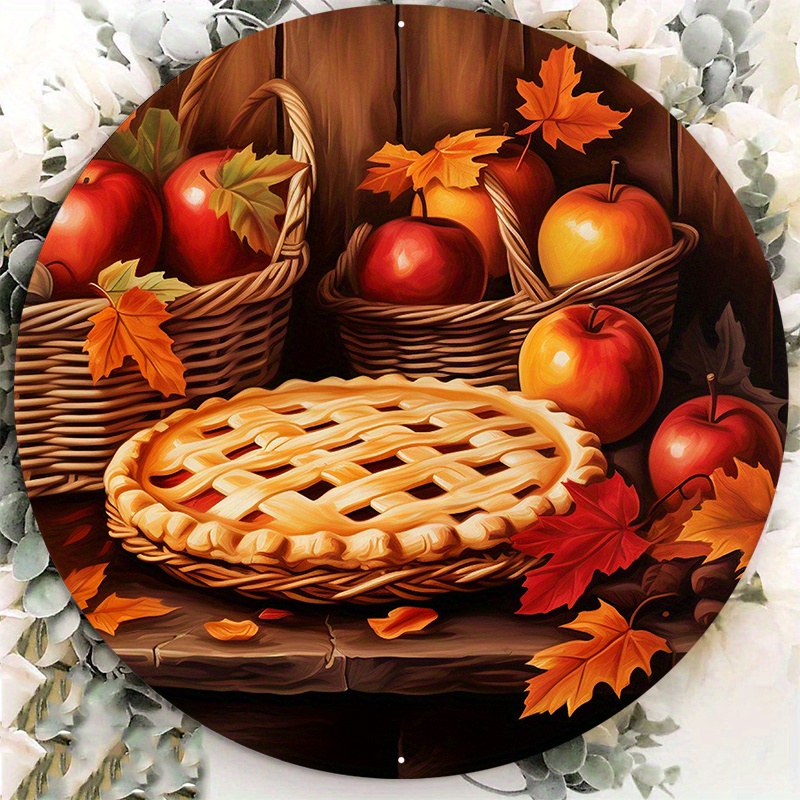 

1pc 8x8inch Aluminum Metal Sign Sweet Autumn Pie And Basket