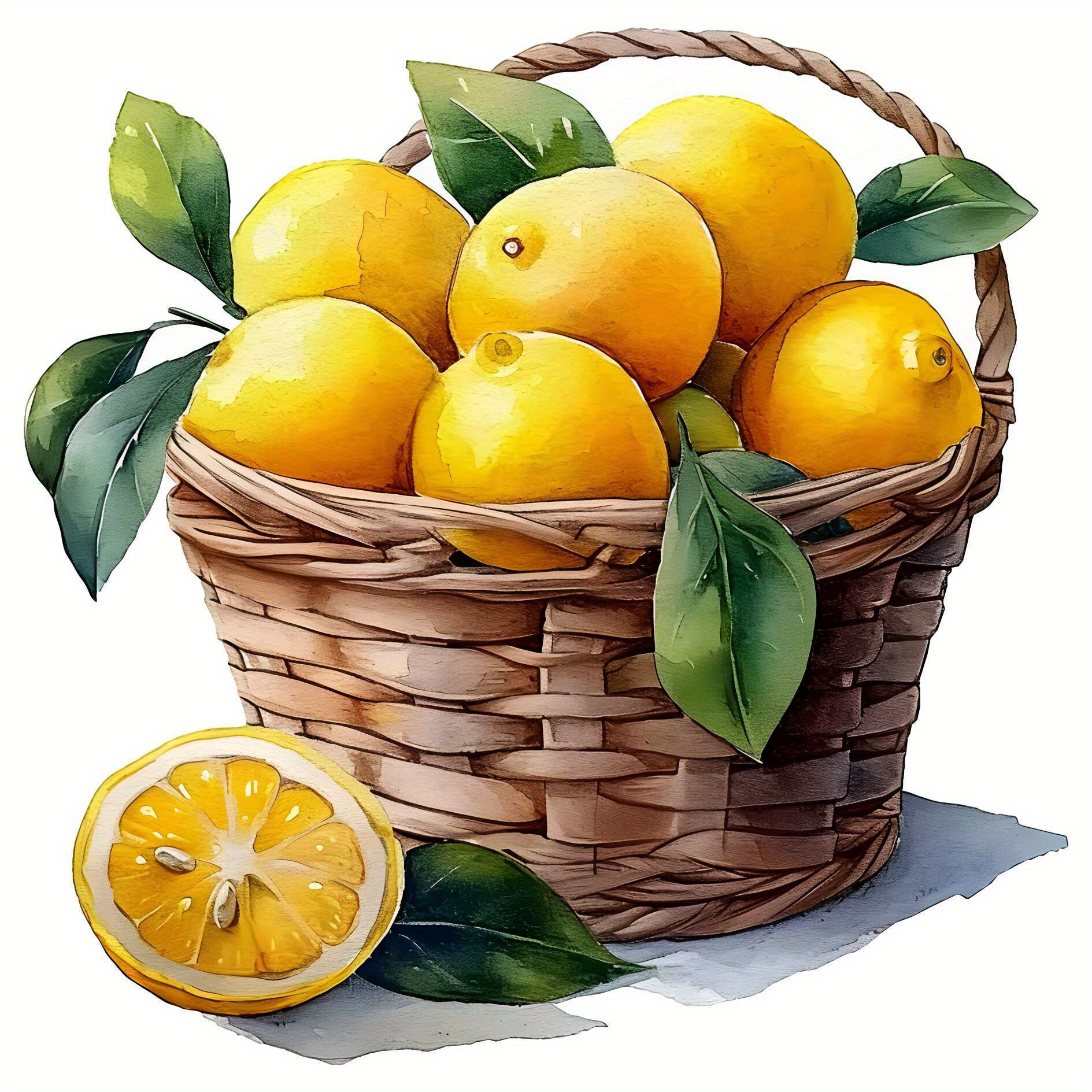 

1pc/2pcs/3pcs Basket Of Yellow Lemons Iron-on Stickers For Clothing, Backpacks, T-shirts, Jackets, Pillows