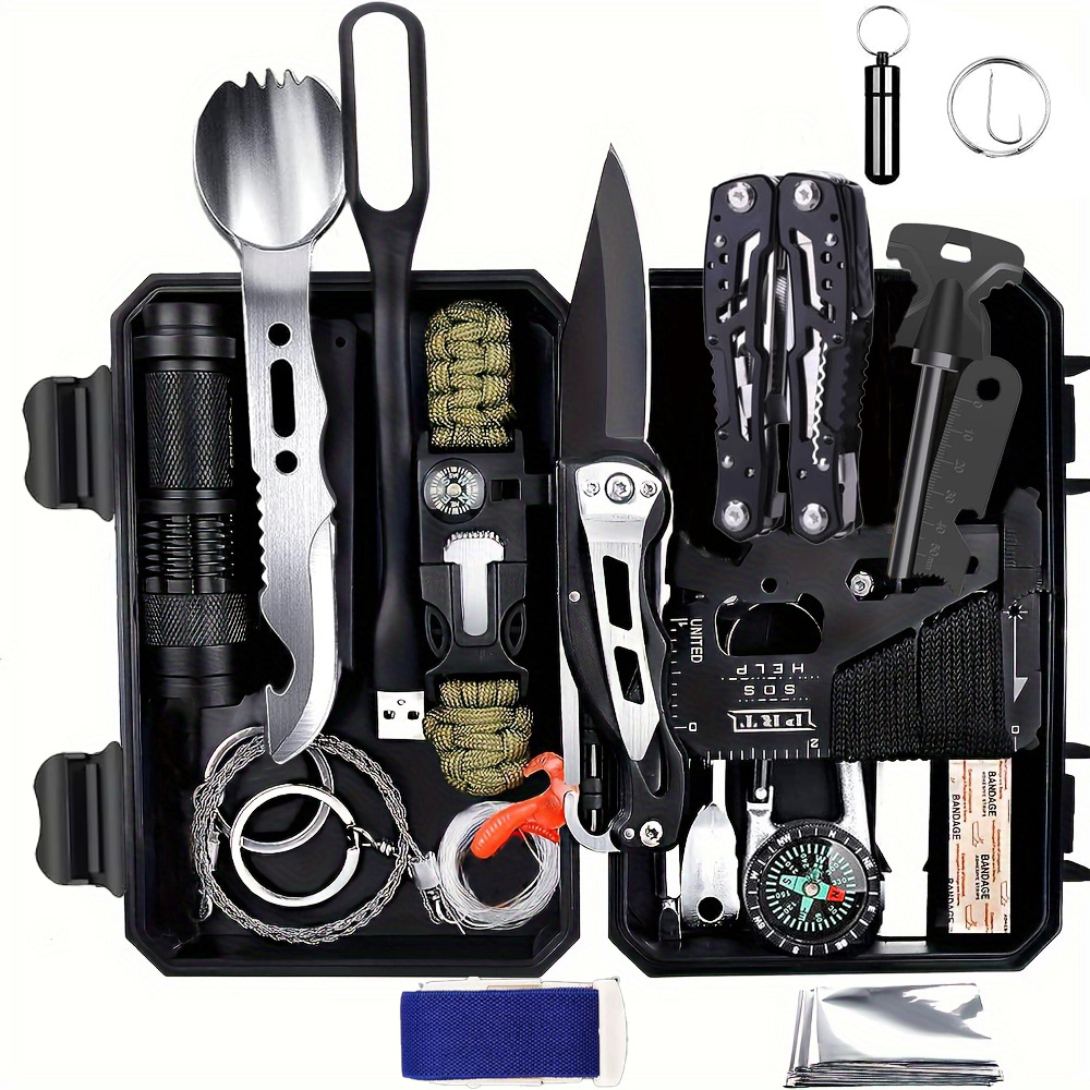 Gifts for Men Dad Husband, Survival Gear and Equipment Kit 30 in 1, Cool  Gadget Tactical First Aid Supplies Tool Kit for Outdoor Emergency Camping