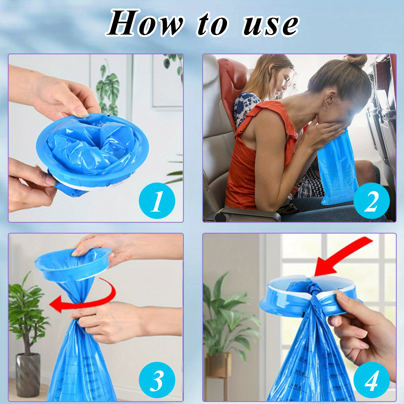 20pcs leak proof disposable vomit bags for adults pregnancy portable   sickness relief multi purpose household cleaning supplies details 3