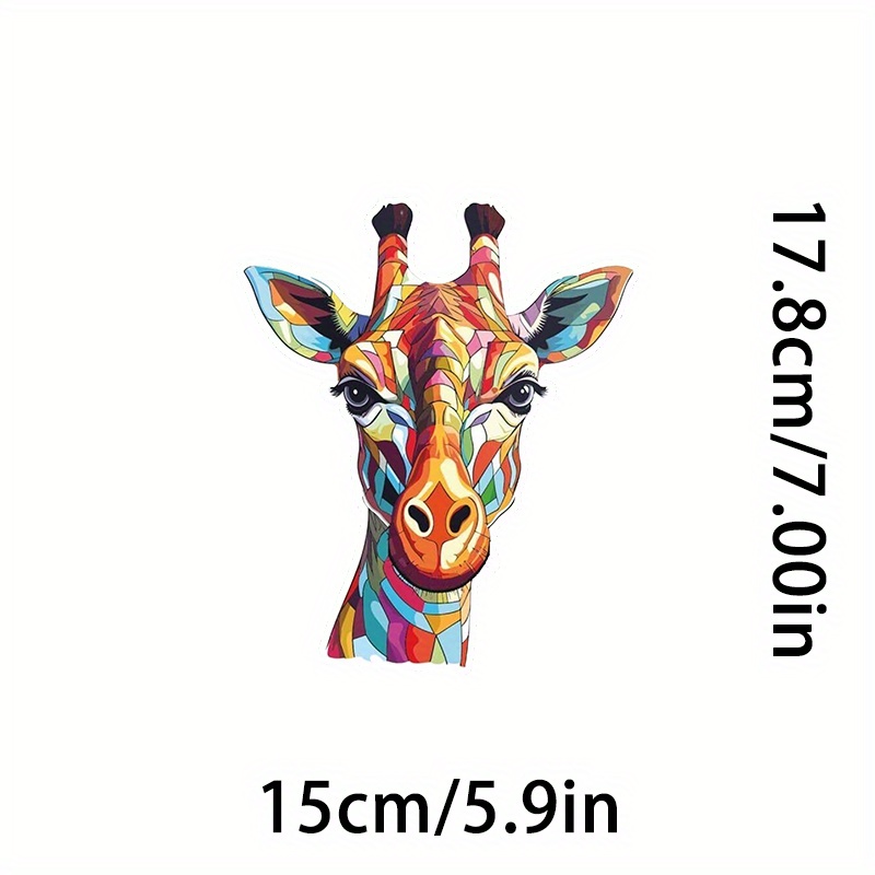 TEMU Colorful Giraffe Animal Sticker - Waterproof Vinyl Decal For Car Bumper, Laptop, Water Bottle, Luggage, Wall, And Window