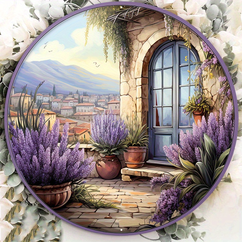 

1pc 8x8inch Aluminum Metal Sign Vintage Garden Metal Sign Flower Lavender Tin Sign