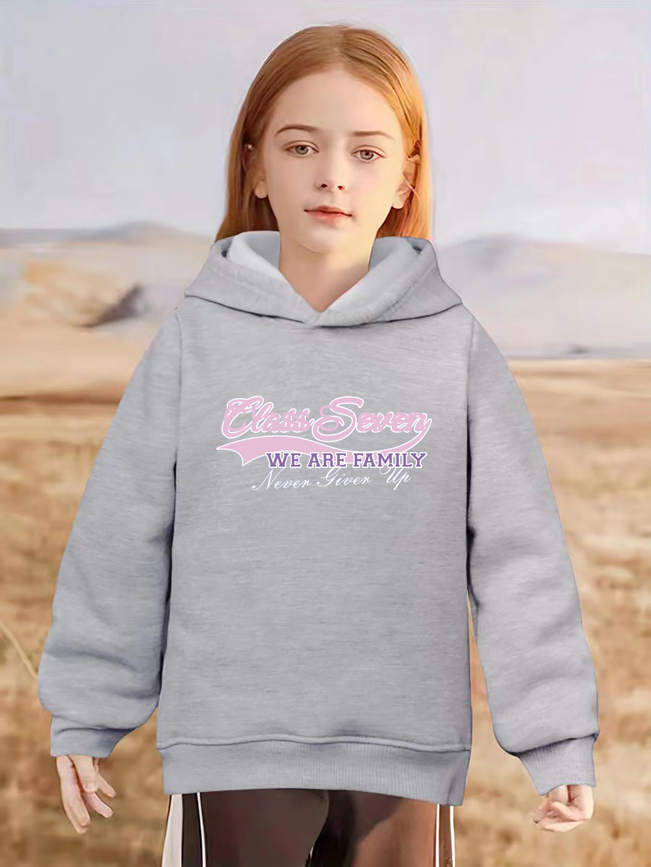 girls pink hooded sweatshirt family graphic casual spring Temu