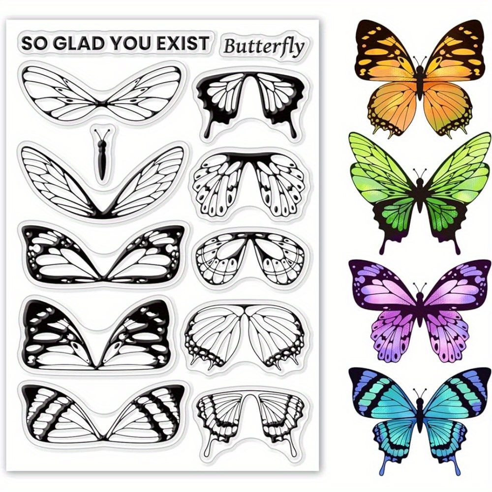 

1set Butterflies Clear Stamps Silicone Transparent Stamps For Cards Making Diy Scrapbooking Photo Journal Album Decoration