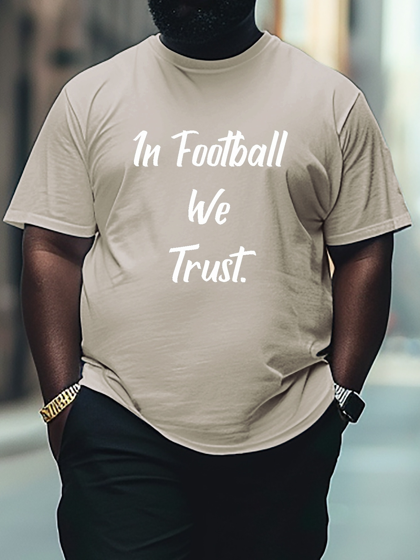 Plus Size Men's T shirt In Football Trust Print Short Sleeve - Temu Canada