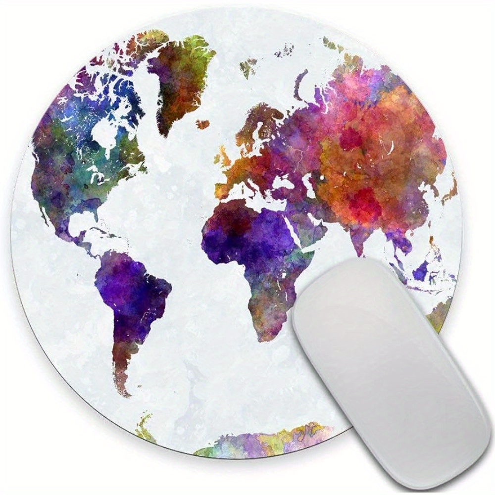 

Vintage Watercolor World Map Print Art Round Mouse Pad Cute Retro Old Map Circular Mouse Pads Cute Mat 7.9x7.9 Inch (200mmx200mmx3mm)
