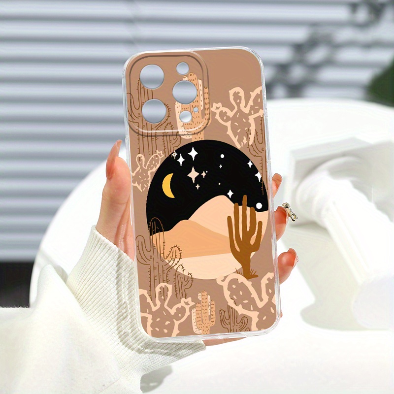 

Luxury Transparent Silicone Pattern Night In The Desert Phone Case For Iphone 15 14 13 12 11 Pro Max Xr X Xs 7 8 14 15 Plus Se 2020 Shockproof Soft Cover