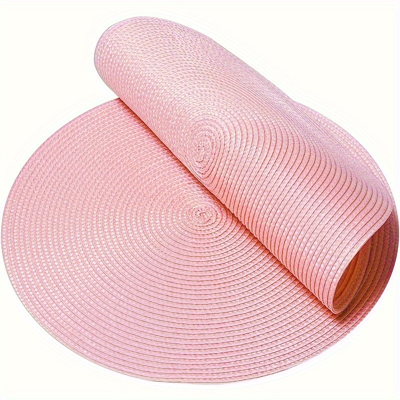 

2pcs Round Braided Placemats Table Mats For Kitchen Tables Woven Washable Non-slip Place Mats 15 Inches For Parties