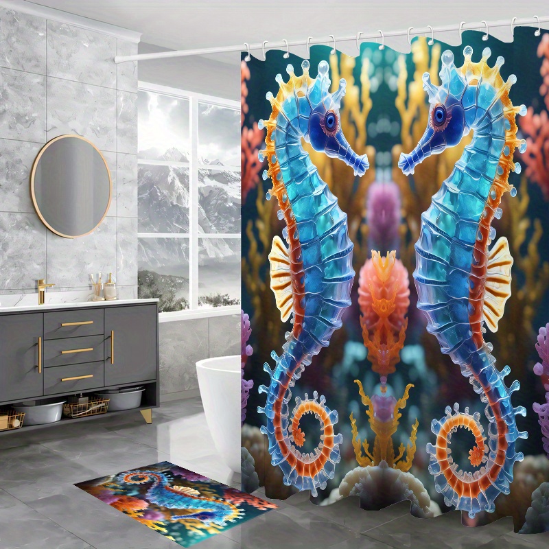 Molika Shower Curtain Hooks Rings - Rustproof Metal Curtain Hangers,Starfish Seahorse Turtle Decorative Bath Room Animal Accessories Set - Creative