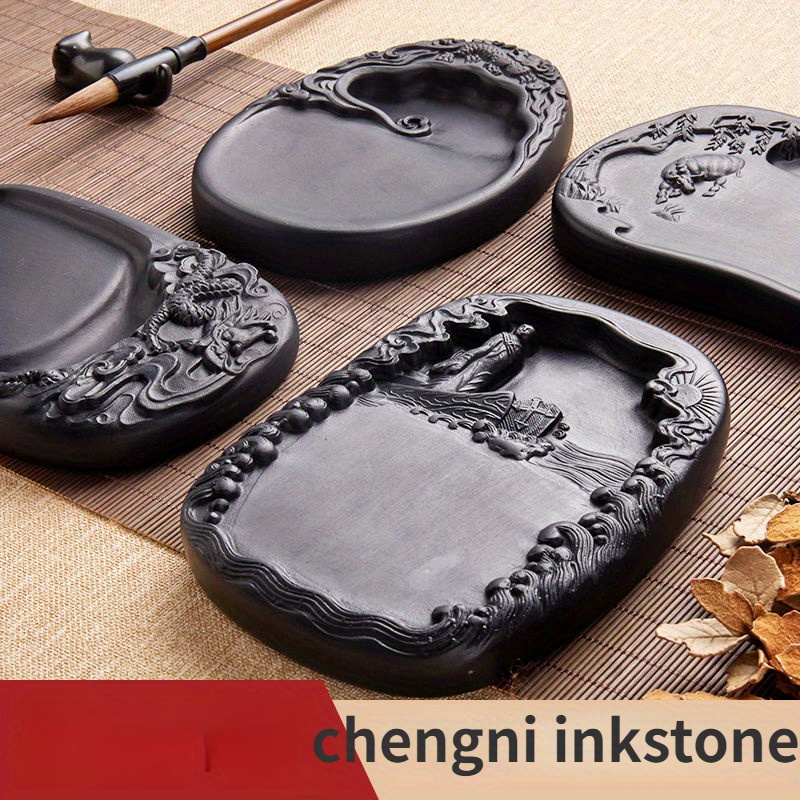 

Natural Original Stone Multi Functional 4 Famous Students Table Grinding Ink Calligraphy Supplies Plate