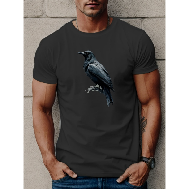 

Crow Print T Shirt, Tees For Men, Casual Short Sleeve T-shirt For Summer