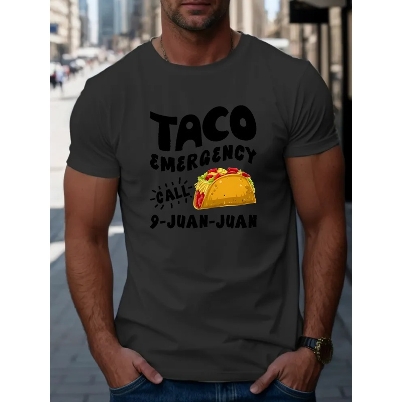 

Taco Emergency Print T Shirt, Tees For Men, Casual Short Sleeve T-shirt For Summer
