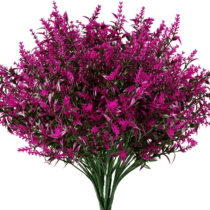 

6pcs Artificial Lavender Flowers, Fake Greenery Faux Flowers, Uv Resistant Lavender Bouquets For Wedding Hanging Bouquet Indoor Outdoor Home Garden Office Table Decor, Fuchsia