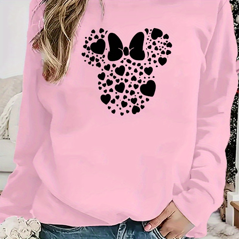 

Sweatshirt Décontracté À Col Rond Avec Graphique De Souris De Dessin Animé Pour La Saint-Valentin, Haut De Sport À Manches Longues, Vêtements De Sport Pour Femmes