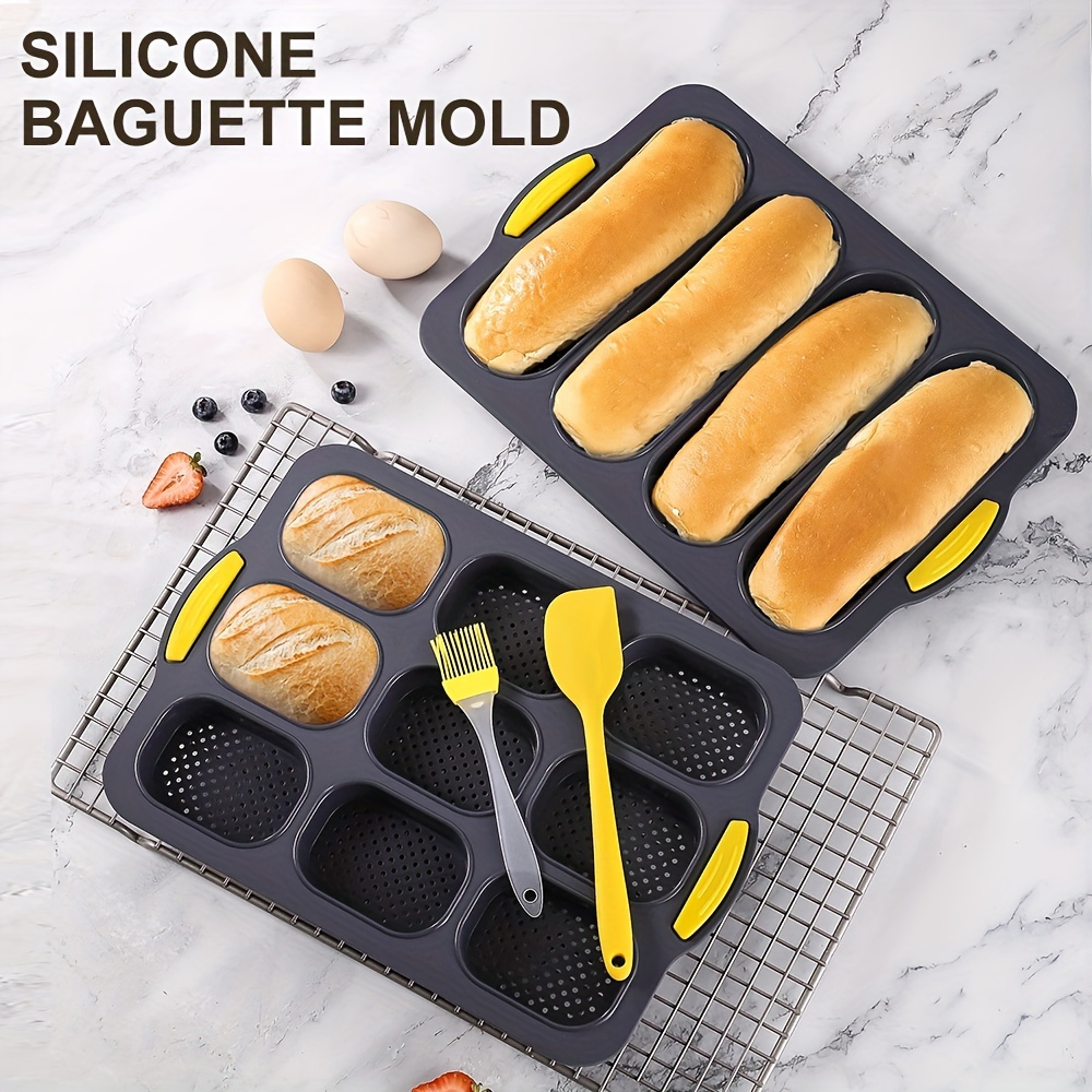 

Set, Silicone Baking Tools Kit - Includes Mini Loaf Pan, Baguette Pan, Oil Brush, And Spatula - Perfect For Home Bakers And Kitchen Enthusiasts