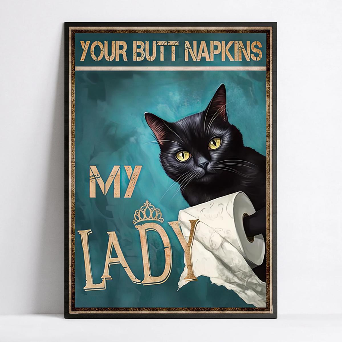Black Cat Vintage Posters Art Wall Prints Funny Bathroom - Temu