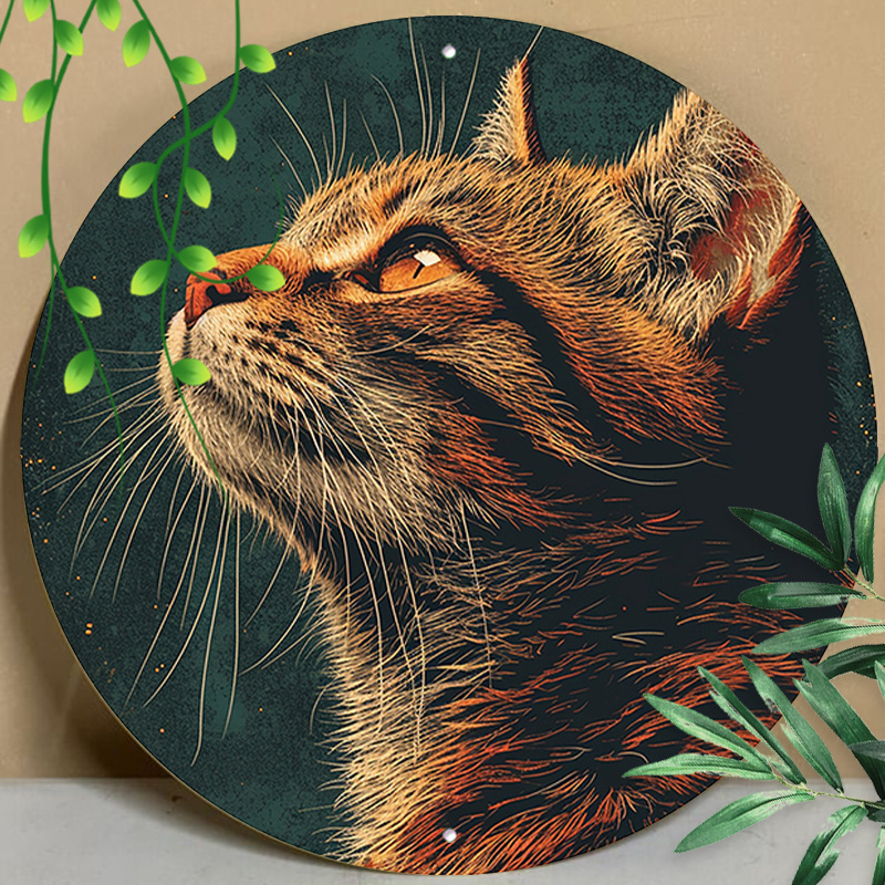 

1pc 8x8inch (20x20cm) Round Aluminum Sign Metal Sign Cute Cat For Cat Lovers Gifts For Home Office, Bathroom, Outdoor, Indoor, Office, Garage