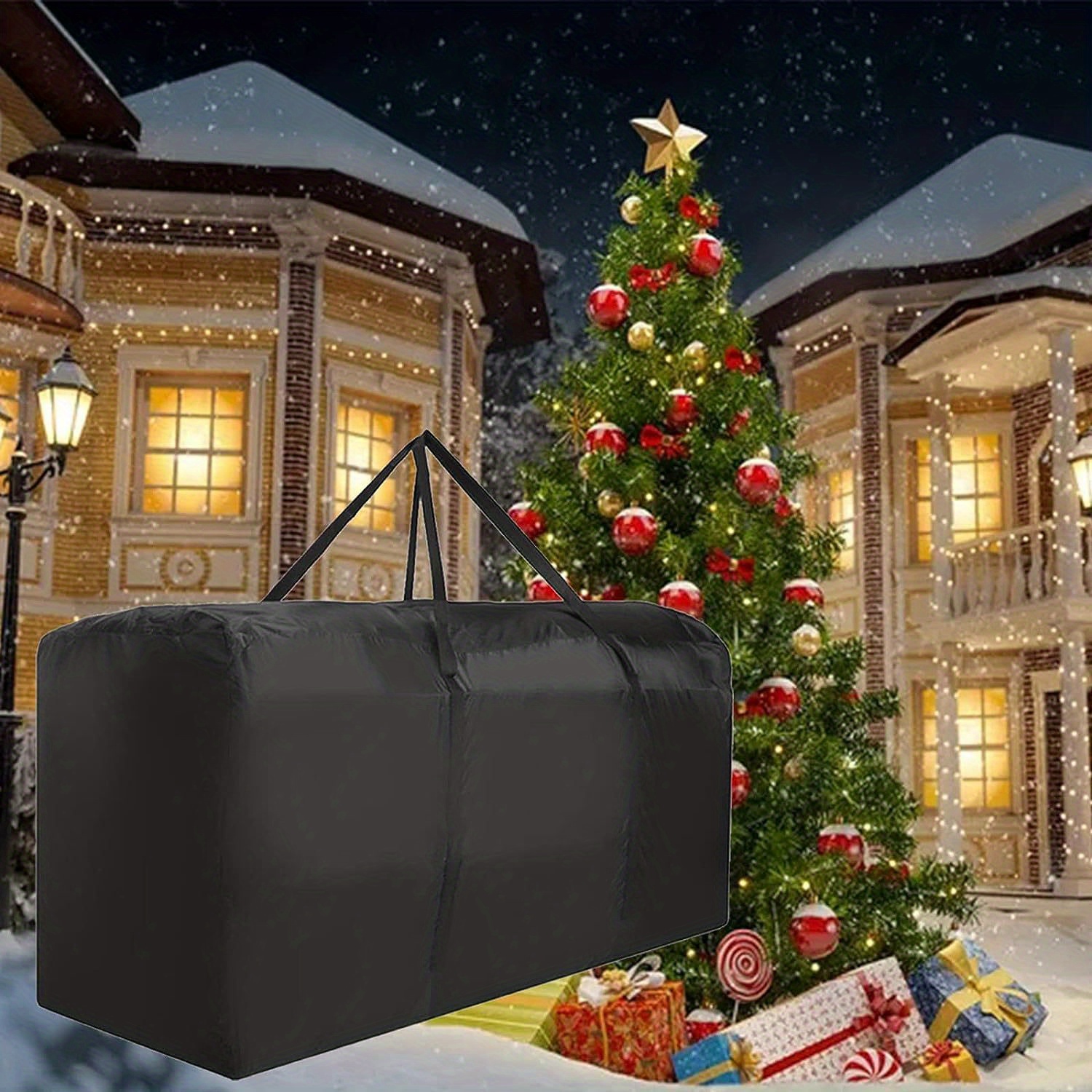 1pcs Bolsa Almacenamiento Árbol Navidad, Bolsas Almacenamiento Árbol Navidad  Grandes 7.5 Pies Árbol Navidad, Estilo Cinturón Hombre Viejo, Bolsa Árbol  Navidad Duradera Oxford 600d, Caja Almacenamiento Árbol Navidad Cremallera  Asas - Hogar