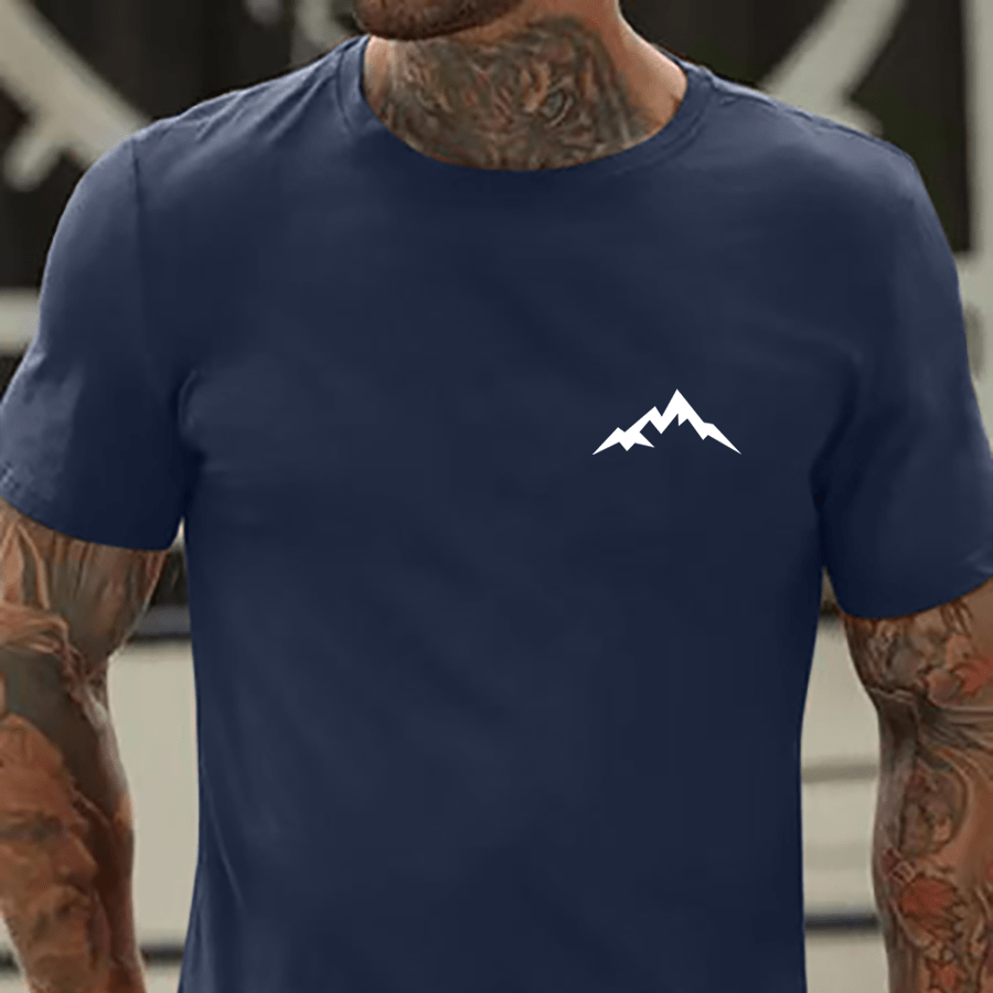 

Mountains Print T Shirt, Tees For Men, Casual Short Sleeve T-shirt For Summer