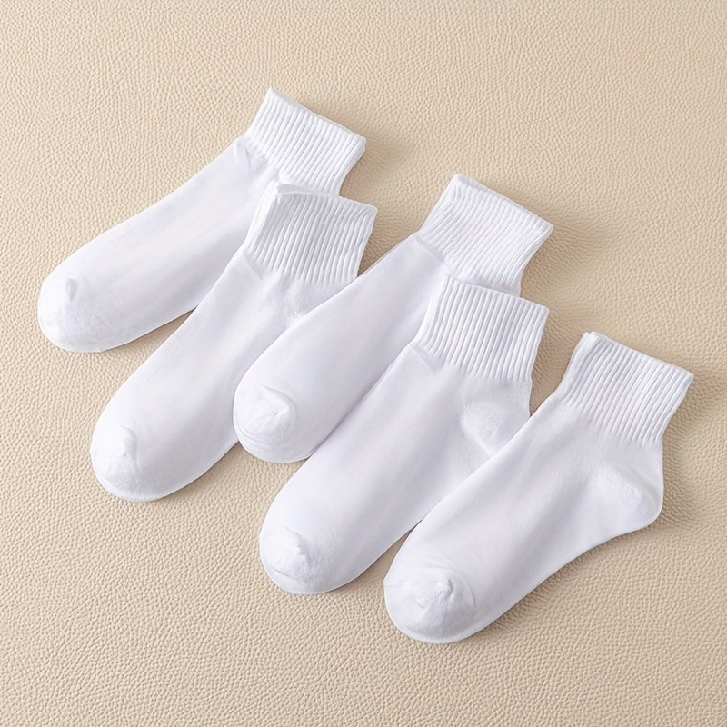 

5/10 Paires De Chaussettes Simples Et Solides Pour Hommes, Chaussettes Unisexes En Coton Respirant, Confortables Et Décontractées Pour L'extérieur Pour Hommes