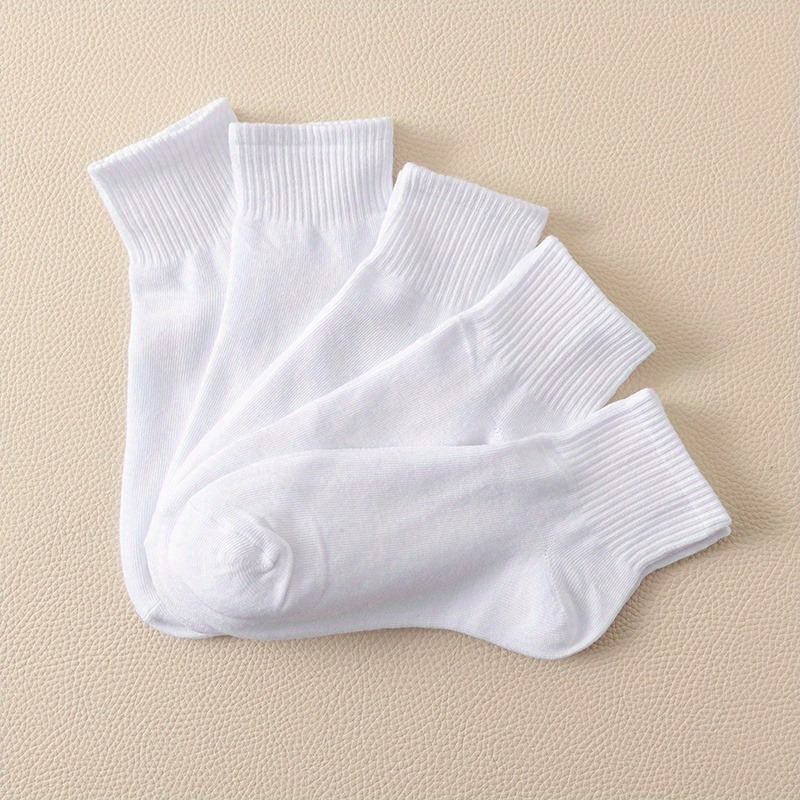 Image of 5/10 Pairs Socks, Women's Short Socks, Spring And Summer Solid Color Socks, Medium Length Socks, Korean Version, College Style, Boat Socks
