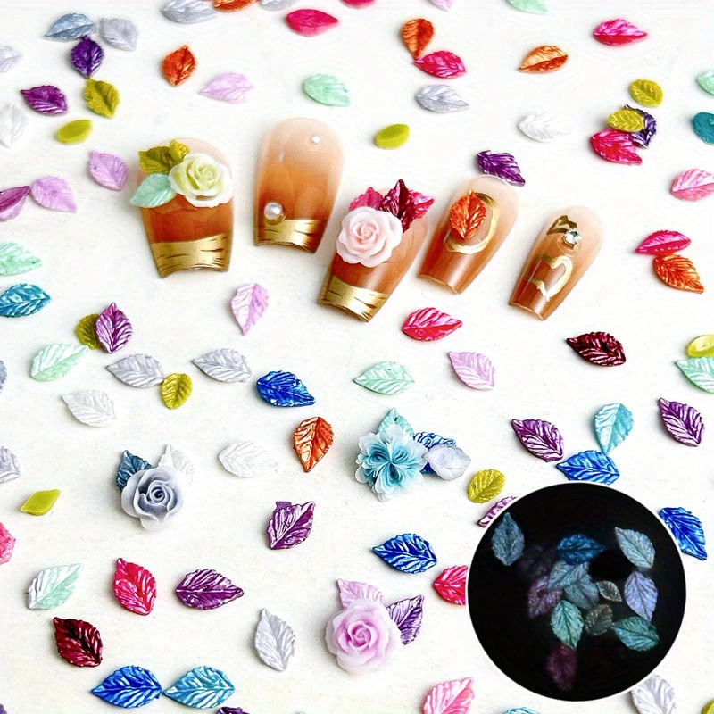 

150pcs Luminous Leaf Nail Charms, Nail Art Accessories, Nail Art Supplies For Women And Girls, Nail Art Jewelry For Music Festival