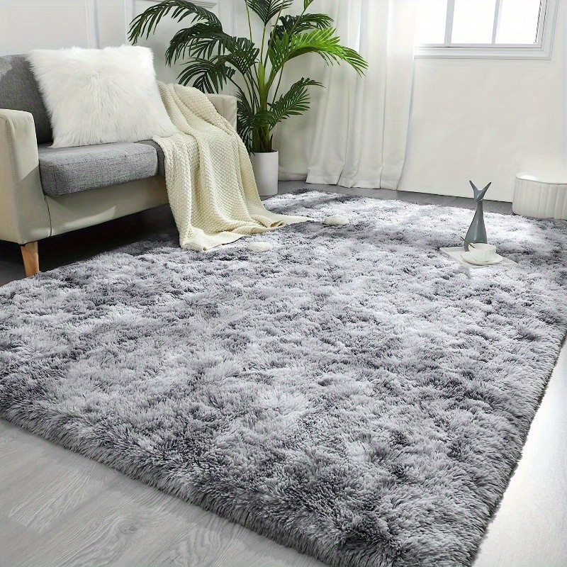 chic grey tie dye area rug soft polyester blend machine washable for living room nursery dorm decor details 1