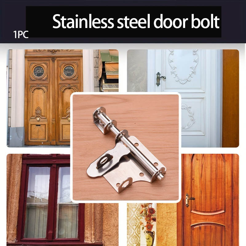 

1pc Of Bolt With A Lockable Door Latch, Suitable For Left Or Right Installation, Featuring A Vintage Lock Design, Surface-mounted, Reinforced Anti-theft Lock Clasp, Heavy-duty Door Latch.