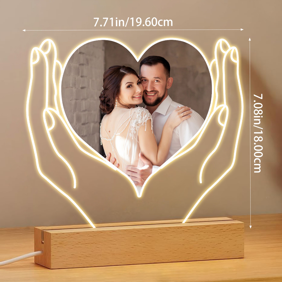 Personalized Custom Photo Led Light Light Sign Acrylic Heart Temu