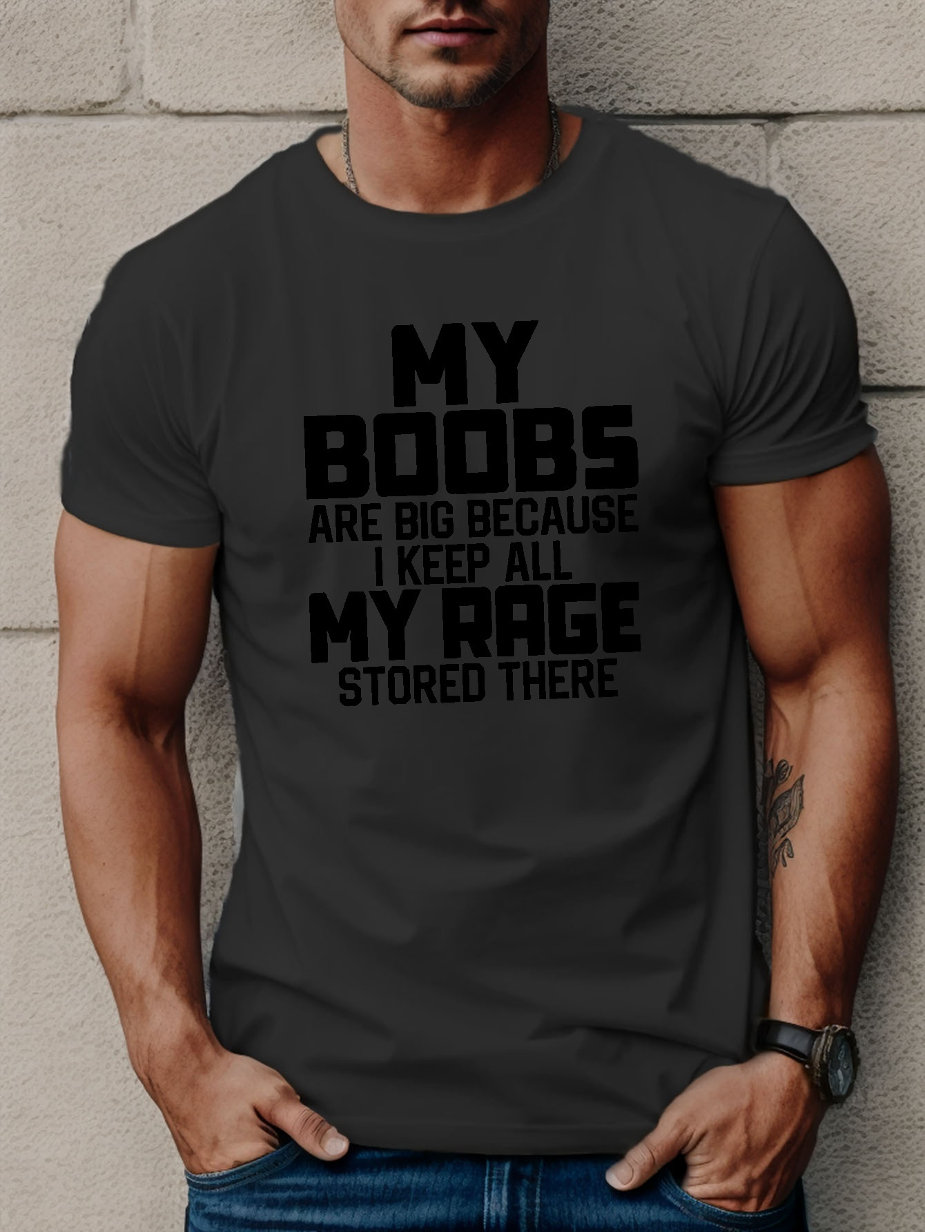 Women men funny creative Big Boobs breast 3D Print Casual T-Shirt Short  Sleeve A