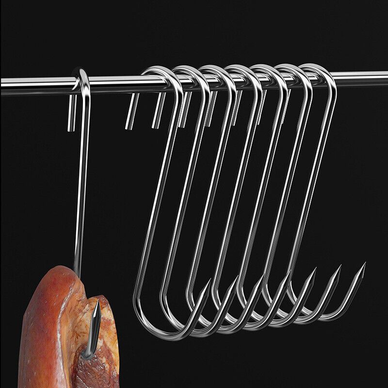 1Pc Stainless Steel Meat Double Hook For Poultry Roast Duck Bacon Sausage  Hams Hanging Hook Grill Hanger For Drying Cooking BBQ - AliExpress