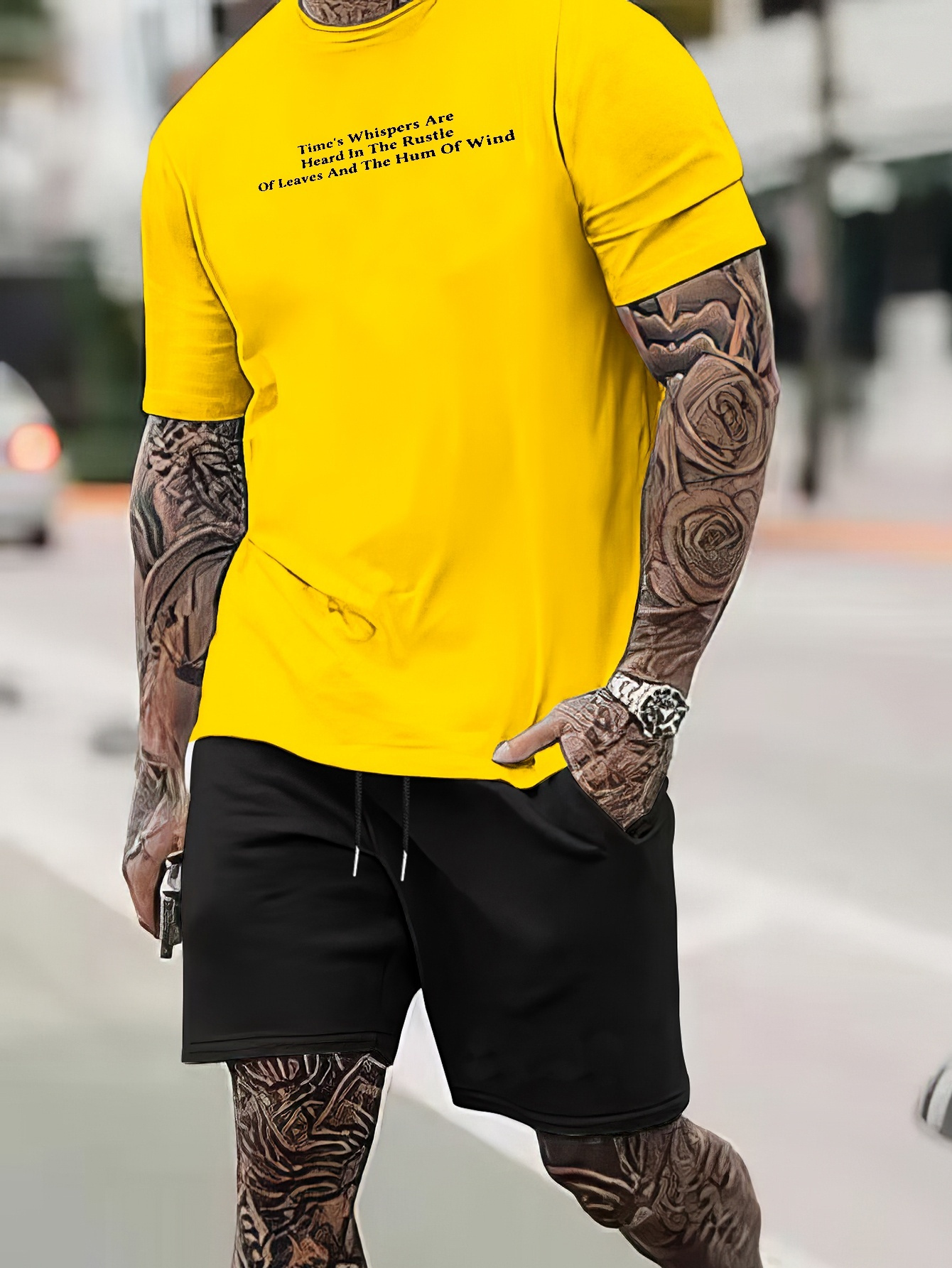 Men's Short Sleeve Shirt & Shorts 2-Piece Set - Summer Casual Beach Sports Outfit, Polyester Blend